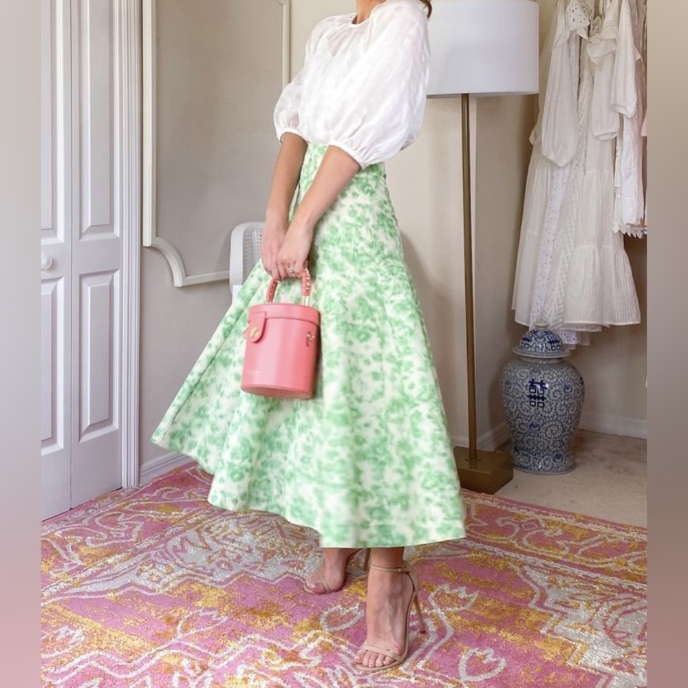 J. Crew Green Floral Skirt